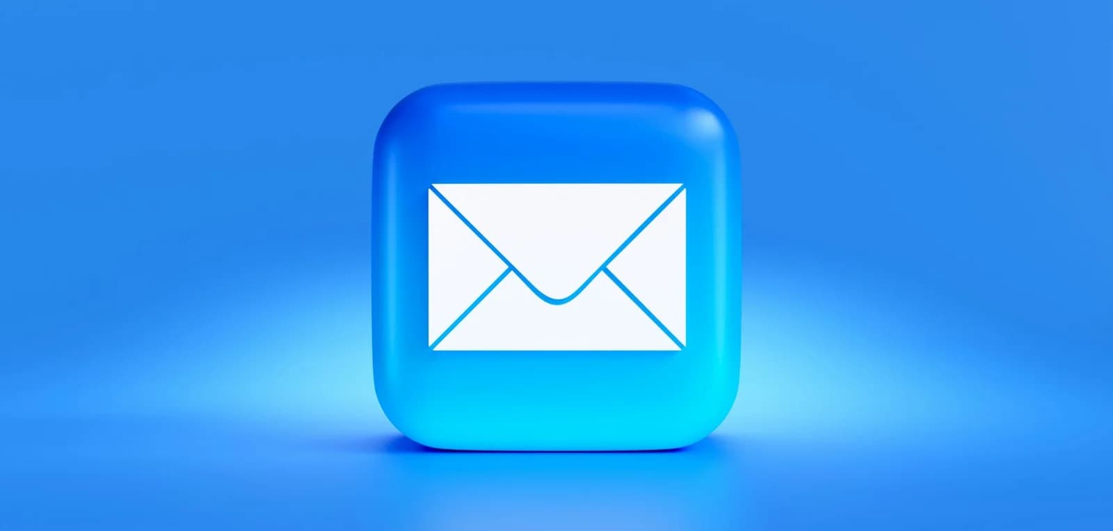White email envelope icon on a glowing blue background