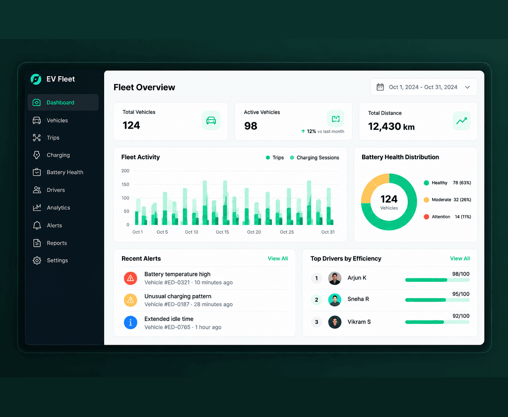 EV Fleet Intelligence telematics dashboard preview