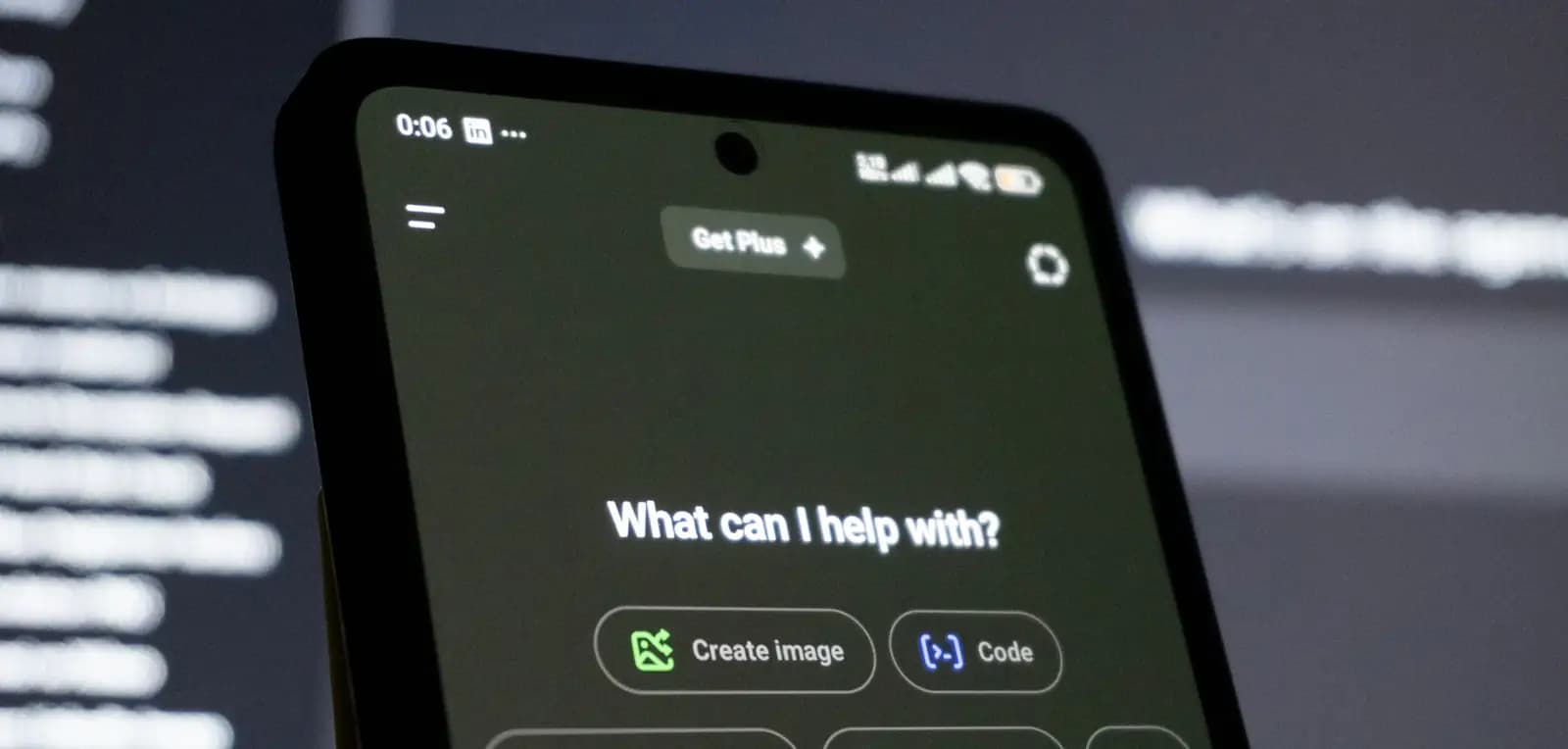 Smartphone screen showing an AI chatbot interface