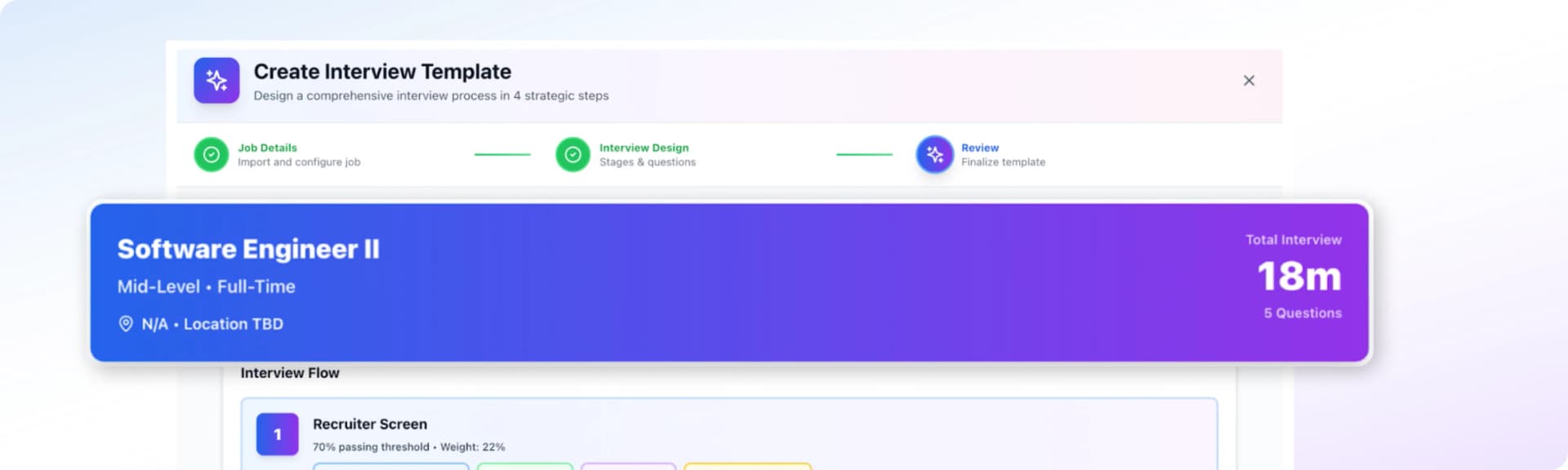 Interviewfy job summary card with an interview flow recruiter screen step