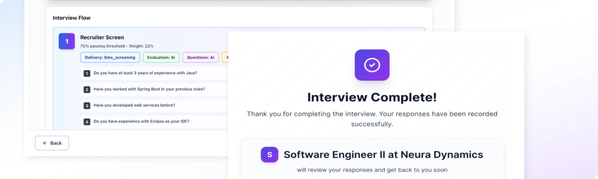 Interviewfy interview complete confirmation with candidate summary