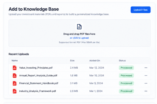 Add to Knowledge Base screen